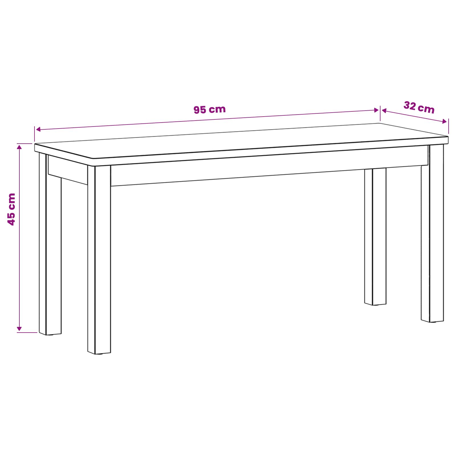 Eetbank 95 x 32 x 45 cm Massief Eikenhout Naturel