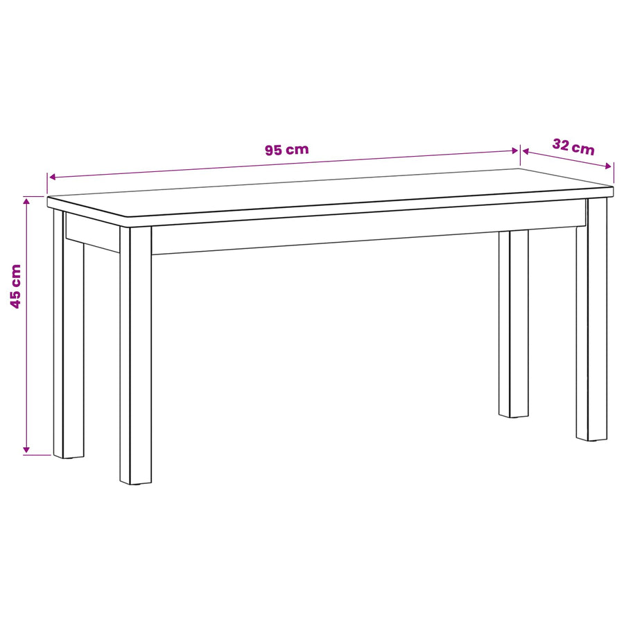 Eetbank 95 x 32 x 45 cm Massief Eikenhout Naturel