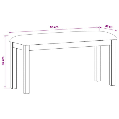 Eetbank 95 x 32 x 45 cm Massief Eikenhout Grijs