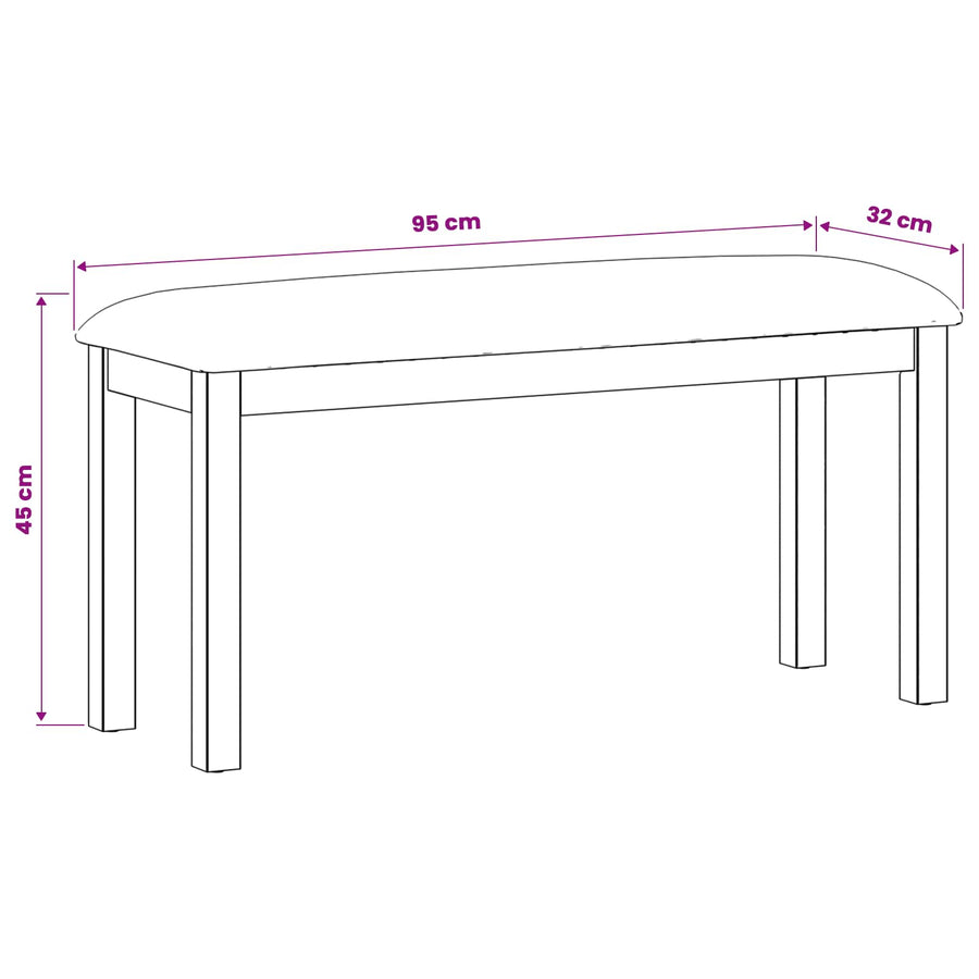 Eetbank 95 x 32 x 45 cm Massief Eikenhout Zwart
