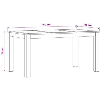 Eettafel 150 x 85 x 75 cm Massief Eikenhout Naturel Rechthoekig