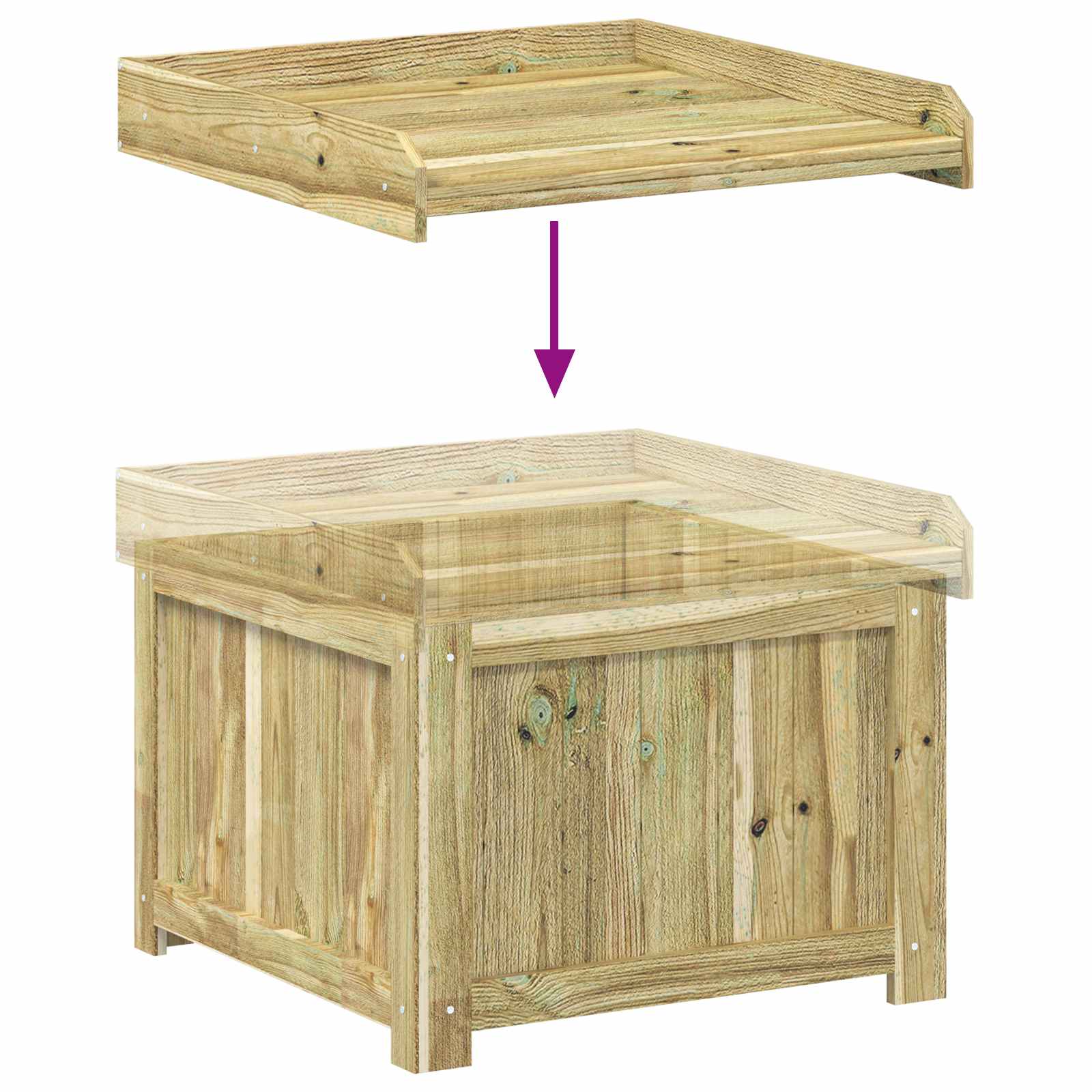 Kussenbox voor buiten Geïmpregneerd grenenhout 58,5 x 60 x 47 cm