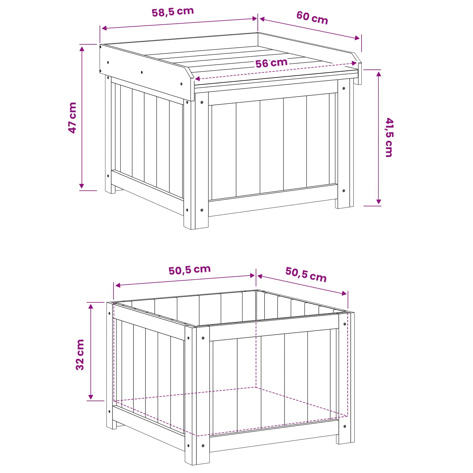 Kussenbox voor buiten Geïmpregneerd grenenhout 58,5 x 60 x 47 cm