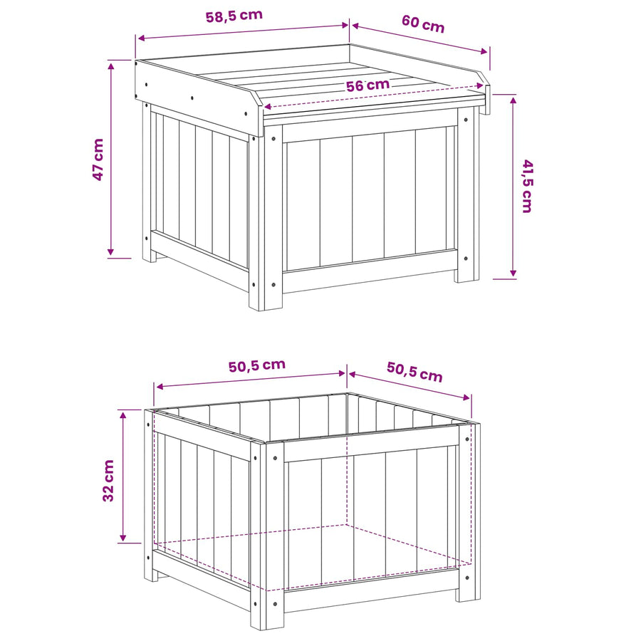 Kussenbox voor buiten Geïmpregneerd grenenhout 58,5 x 60 x 47 cm