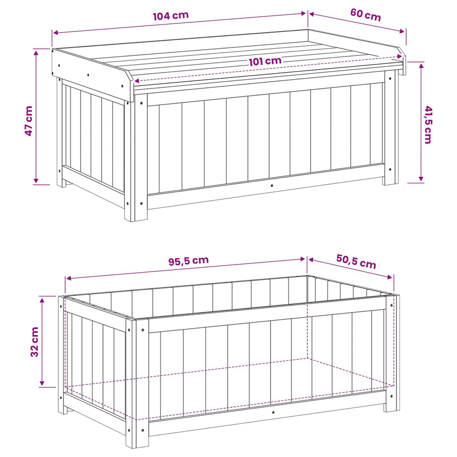 Buiten Kussenbox Geïmpregneerd grenenhout 104 x 60 x 47 cm