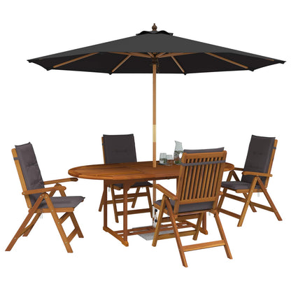 Buiten Eetset met Parasol 6 st 4-zits Antraciet