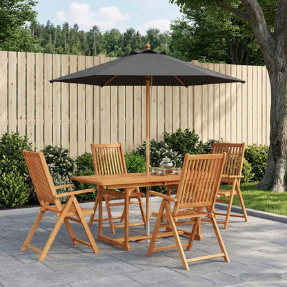 Buiten Eetset met Parasol 6 st Anthraciet en Natuurlijk
