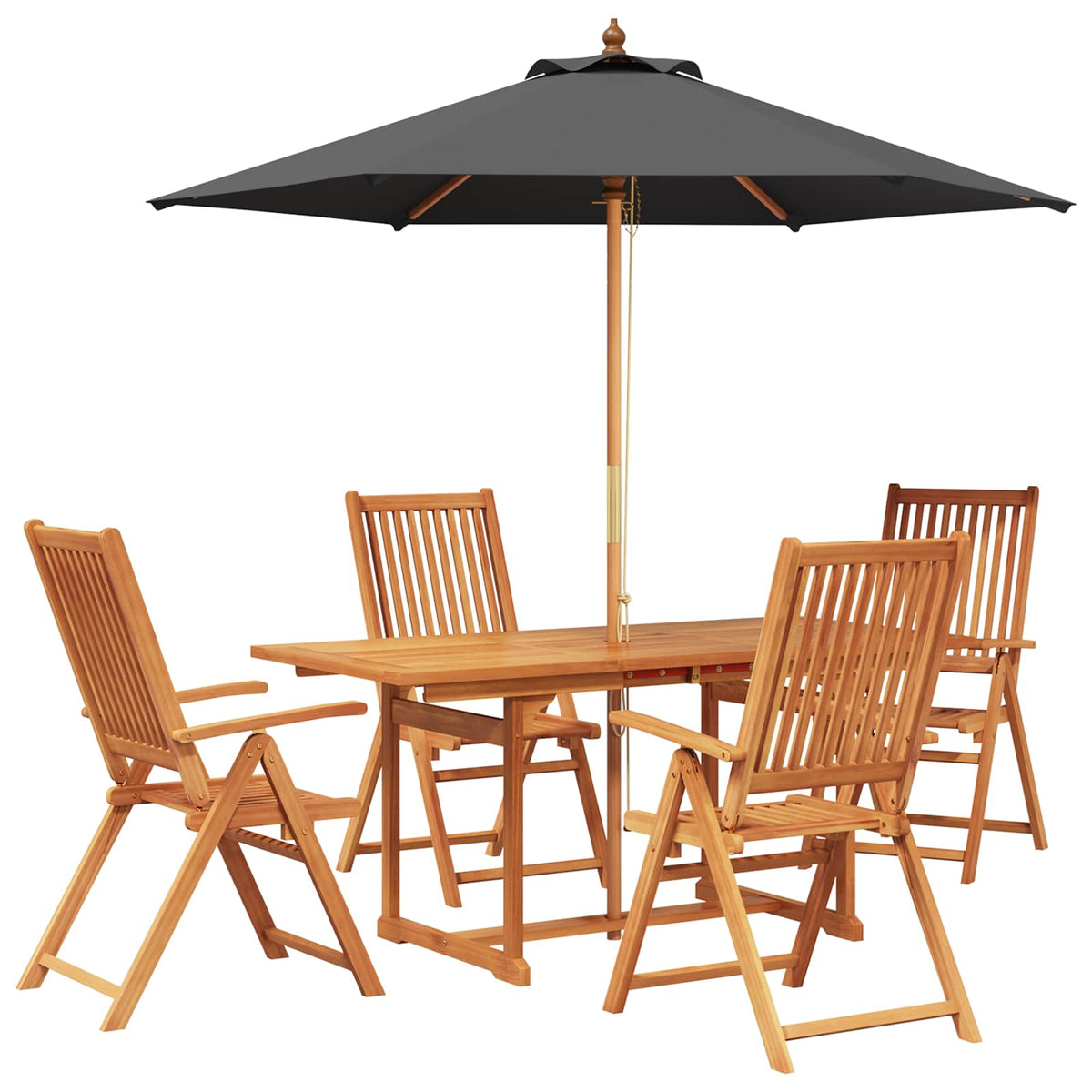 Buiten Eetset met Parasol 6 st Anthraciet en Natuurlijk