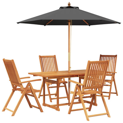 Buiten Eetset met Parasol 6 st Anthraciet en Natuurlijk