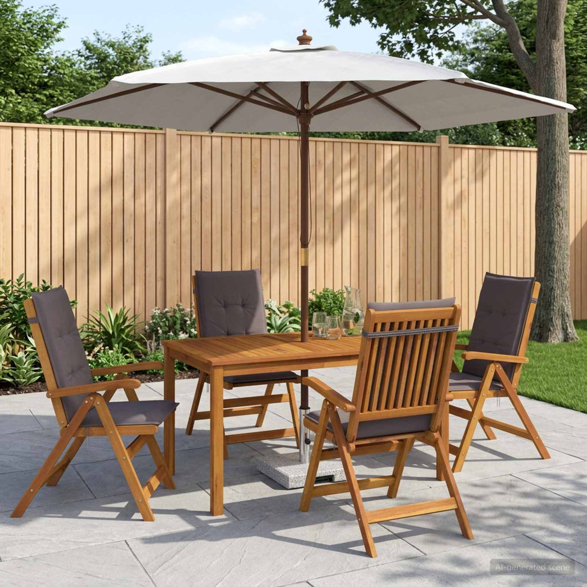 Buiten Eetset met Parasol 6 st 4-zits Antraciet