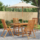 Eettafel set 6-delig massief acaciahout met parasol crème wit