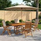 Eetset tuin 6-delig met parasol acaciahout crèmewit