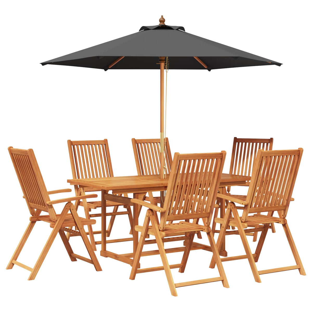 Buiten Eetset met Parasol 8 st Anthraciet en Natuurlijk