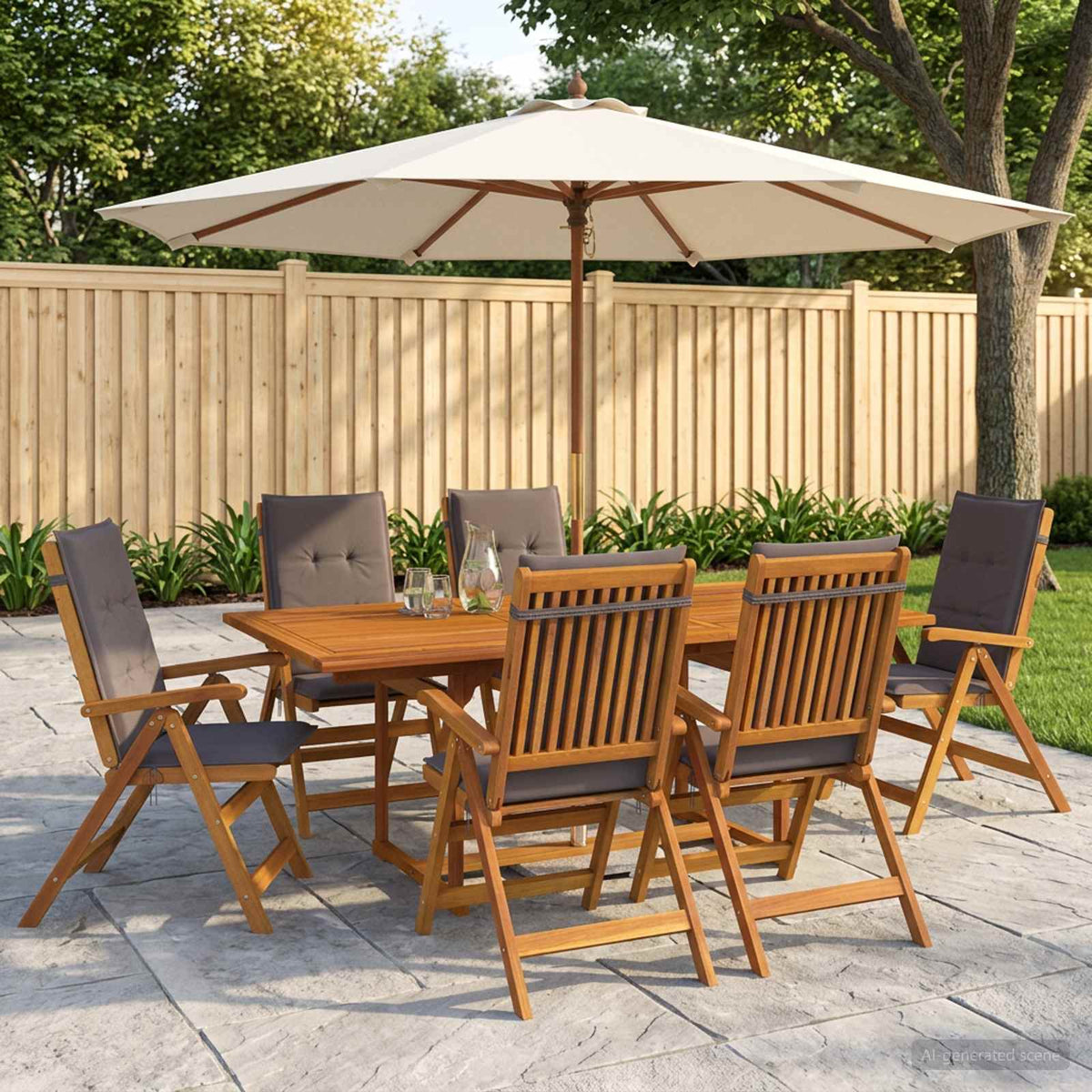 Buiten Eetset met Parasol 8 st 6-zits Antraciet