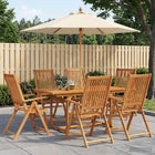 Eettafel set met parasol 8 st massief acaciahout crème
