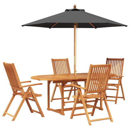 Buiten Eetset met Parasol 6 st Anthraciet en Natuurlijk
