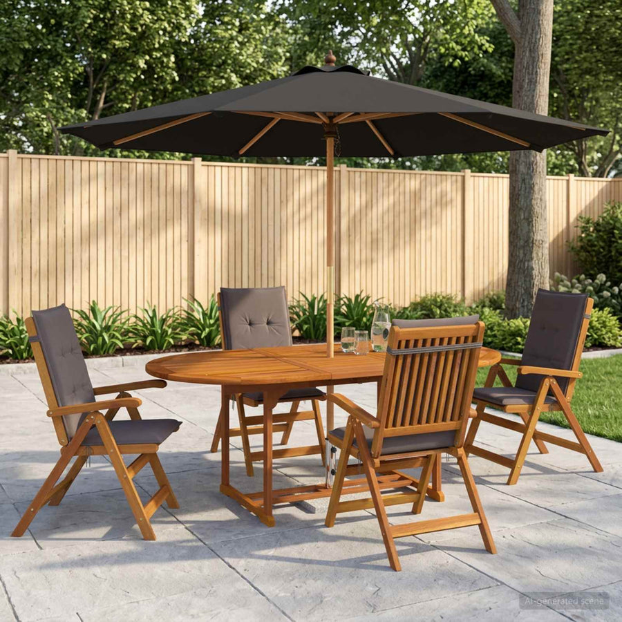 Buiten Eetset met Parasol 6 st 4-zits Antraciet
