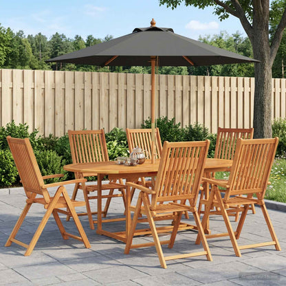 Buiten Eetset met Parasol 8 st Anthraciet en Natuurlijk