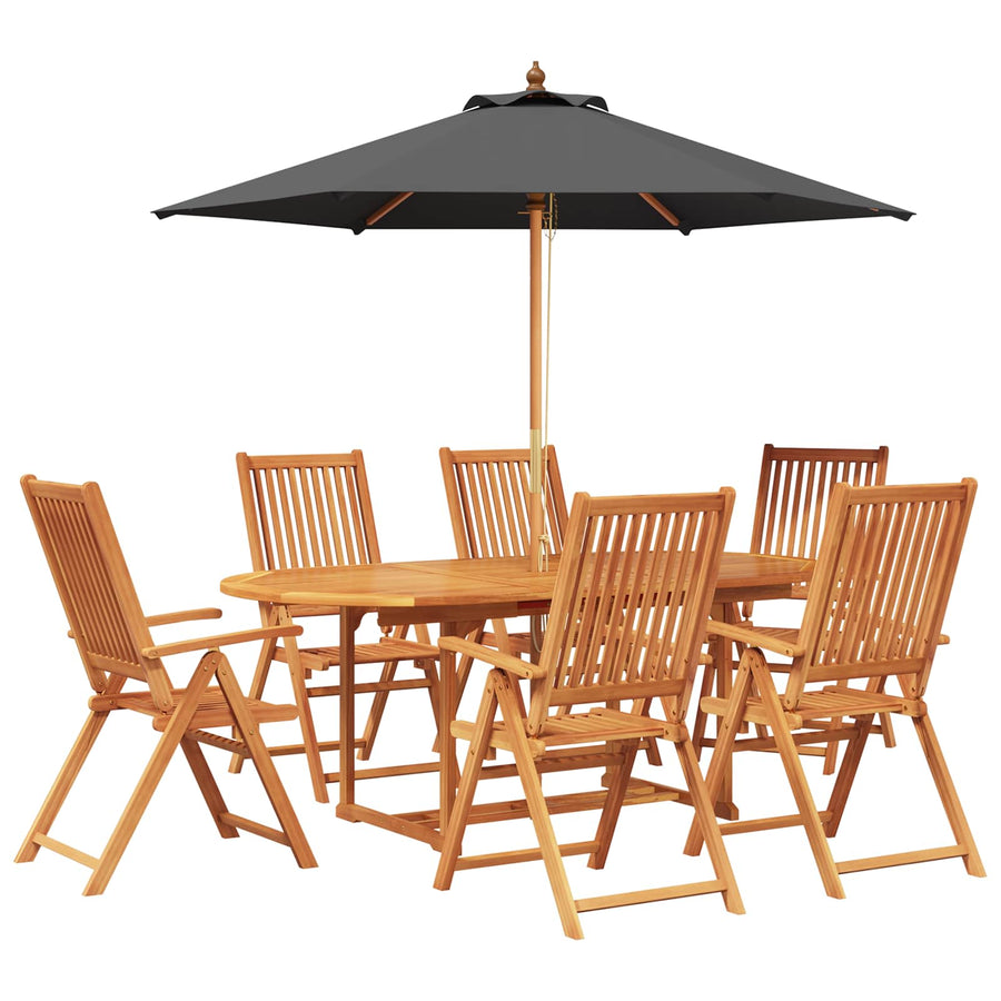 Buiten Eetset met Parasol 8 st Anthraciet en Natuurlijk