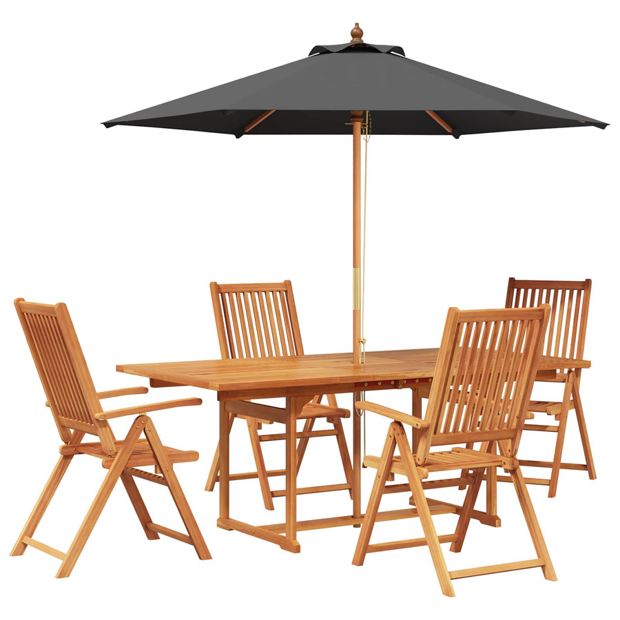 Buiten Eetset met Parasol 6 st Anthraciet en Natuurlijk