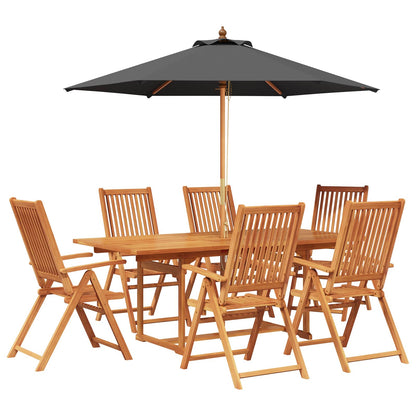 Buiten Eetset met Parasol 8 st Anthraciet en Natuurlijk