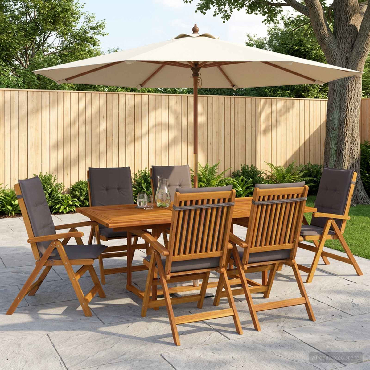 Buiten Eetset met Parasol 8 st 6-zits Antraciet