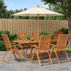 Eetset tuin 8 stuks acaciahout met parasol crème