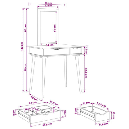 Toilettafel Set FAUSKE 2 pcs Wit 76 x 50 x 143 cm