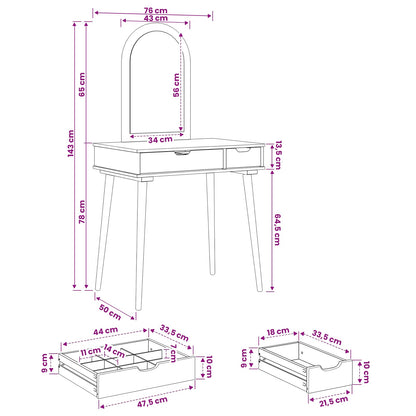 Toilettafel Set FAUSKE 2 pcs Wit 76 x 50 x 143 cm