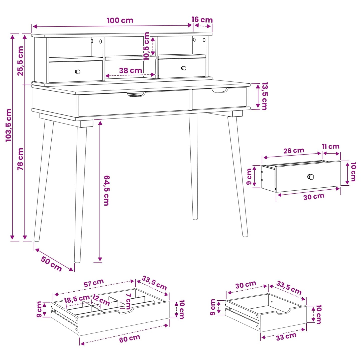 Toilettafel Set FAUSKE 2 pcs Wit 100 x 50 x 103,5 cm