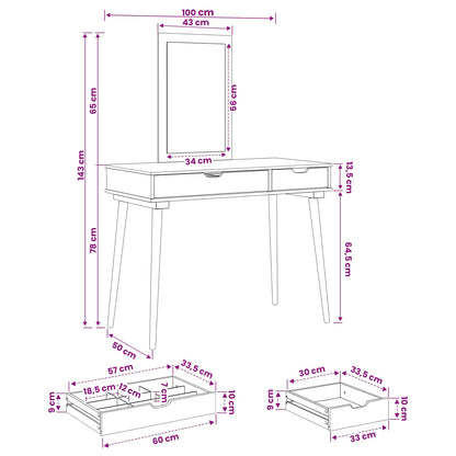 Toilettafel Set FAUSKE 2 pcs Wit 100 x 50 x 143 cm