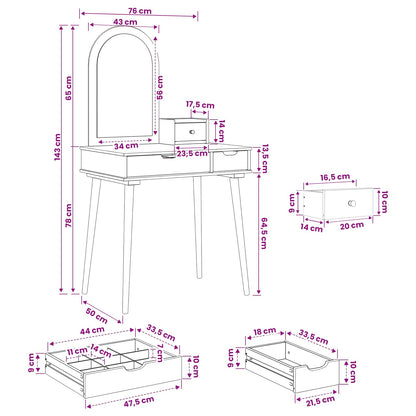 Toilettafel Set FAUSKE 3 st Wit 76 x 50 x 143 cm
