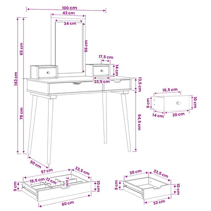 Toilettafel Set FAUSKE 4 st Wit 100 x 50 x 143 cm