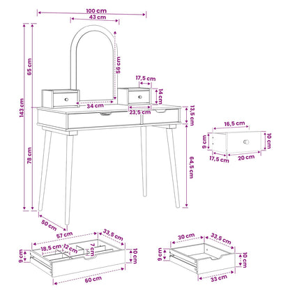 Toilettafel Set FAUSKE 4 st Wit 100 x 50 x 143 cm