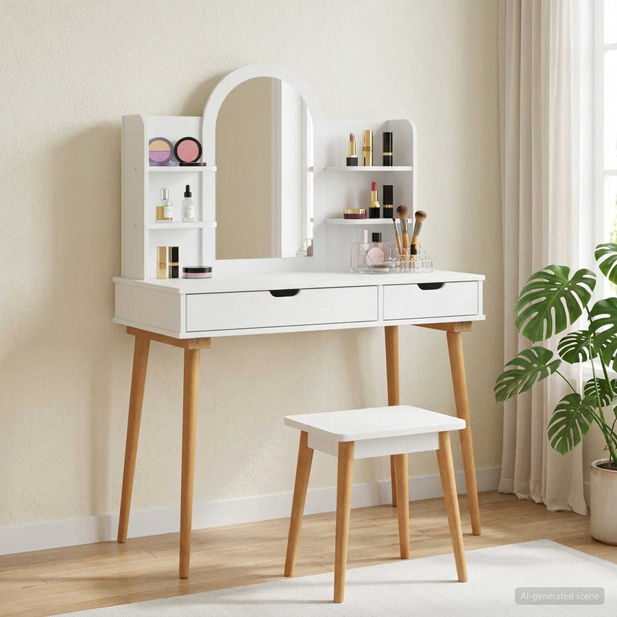 Toilettafel Set FAUSKE 4 pcs Wit 100 x 50 x 143 cm