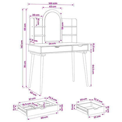 Toilettafel Set FAUSKE 4 pcs Wit 100 x 50 x 143 cm