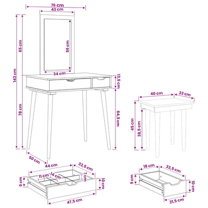 Toilettafel Set FAUSKE 3 pcs Wit 76 x 50 x 143 cm