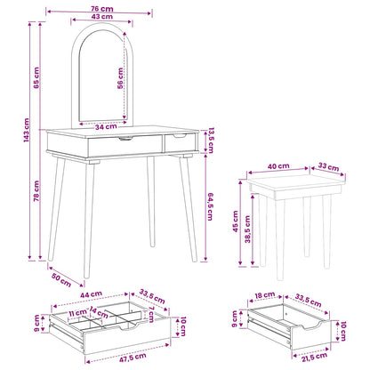 Toilettafel Set FAUSKE 3 pcs Wit 76 x 50 x 143 cm