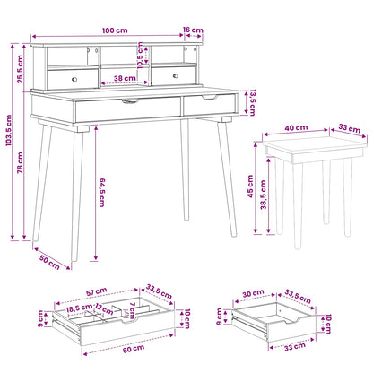 Toilettafel Set FAUSKE 3 pcs Wit 100 x 50 x 103,5 cm