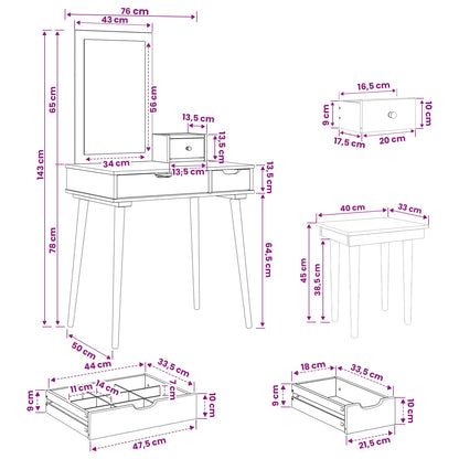 Toilettafel Set FAUSKE 4 st Wit 76 x 50 x 143 cm