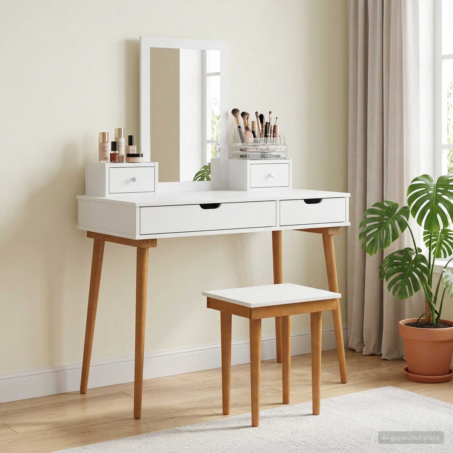 Toilettafel Set FAUSKE 5 st Wit 100 x 50 x 143 cm