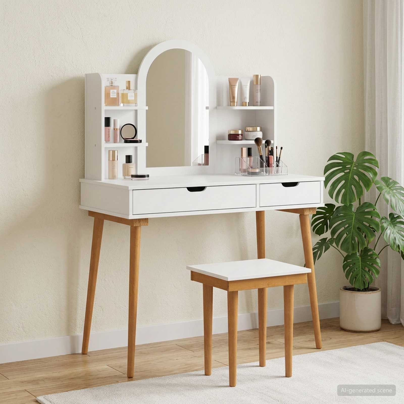 Toilettafel Set FAUSKE 5 pcs Wit 100 x 50 x 143 cm