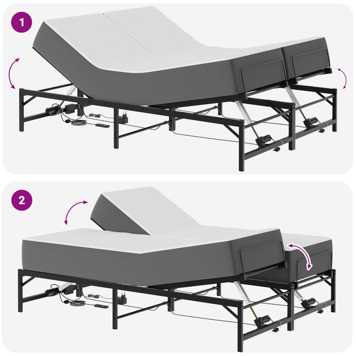 Elektrisch Verstelbaar Bedframe Zwart 120 x 190 cm Staal