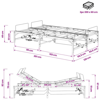 Elektrisch Verstelbaar Bedframe Zwart 120 x 200 cm Staal