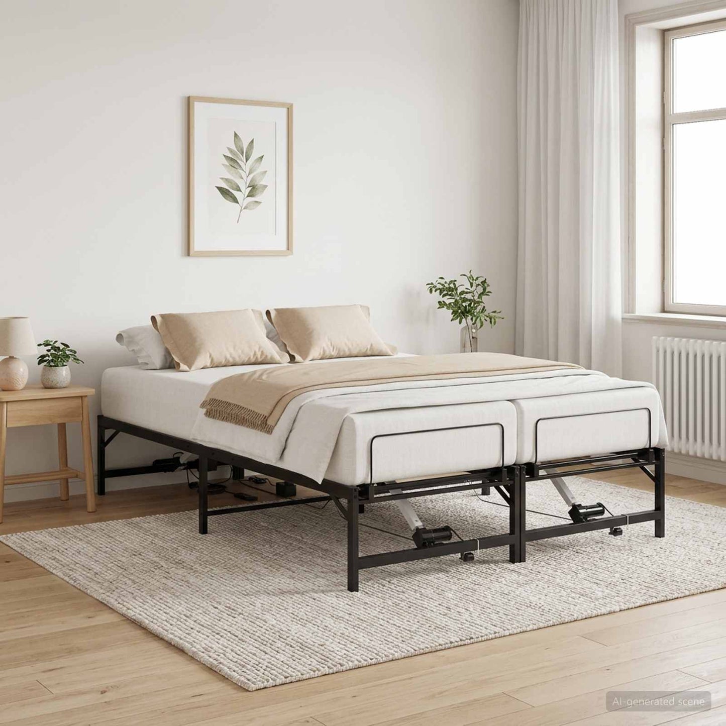 Elektrisch Verstelbaar Bedframe Zwart 150 x 200 cm Staal