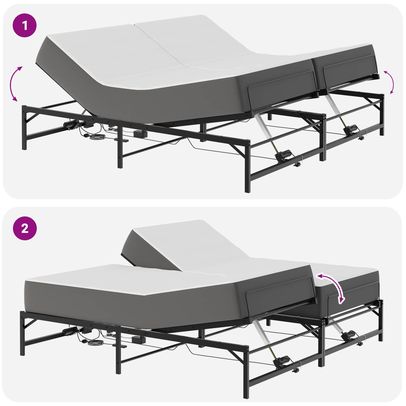 Elektrisch Verstelbaar Bedframe Zwart 96 x 200 cm Staal