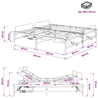 Elektrisch Verstelbaar Bedframe Zwart 96 x 200 cm Staal