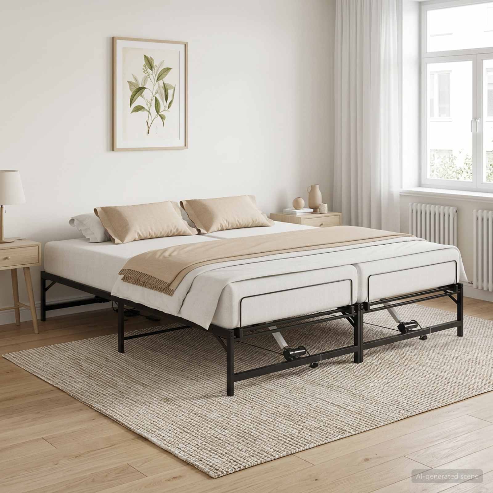 Elektrisch Verstelbaar Bedframe Zwart 200 x 200 cm Staal
