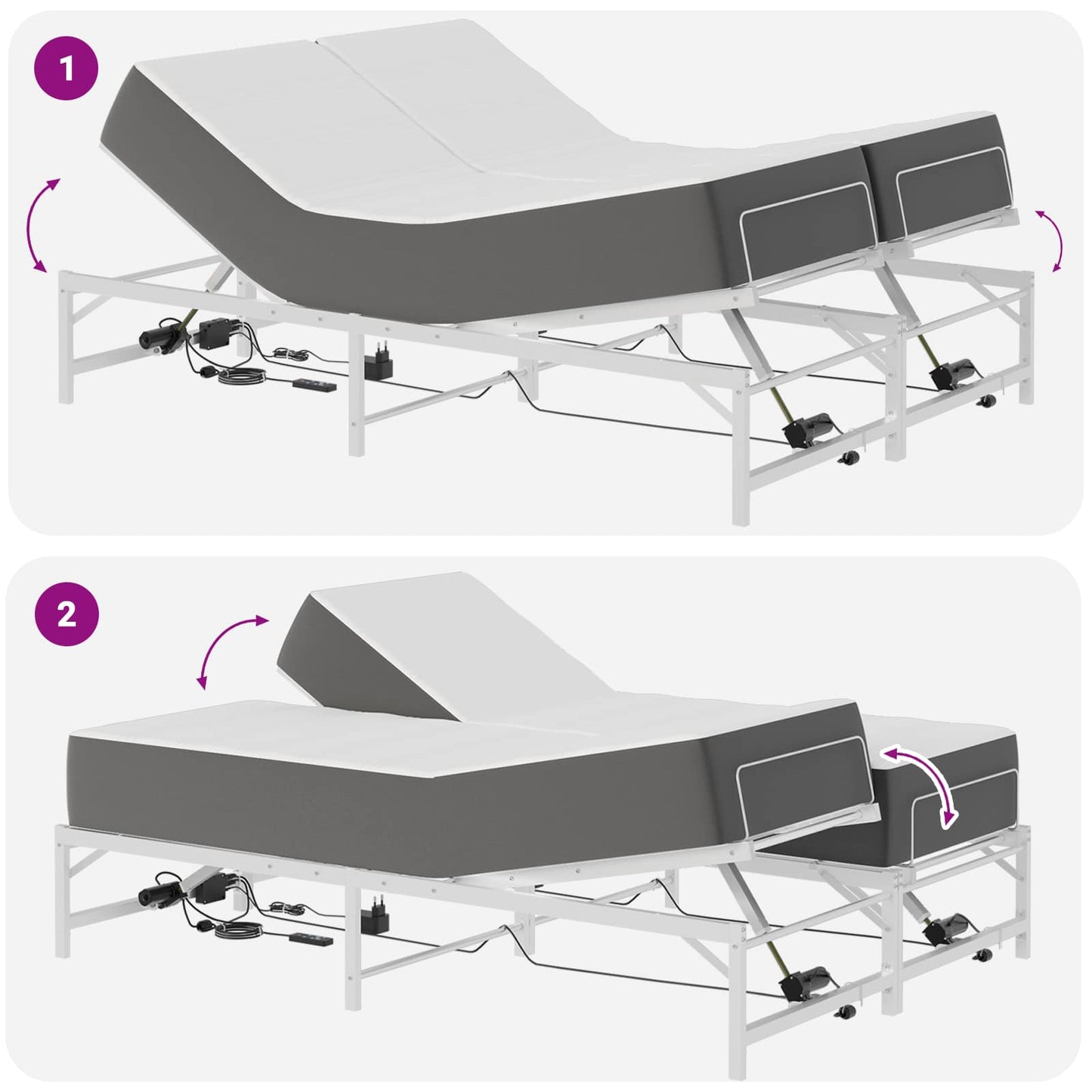 Elektrisch Verstelbaar Bedframe Wit 120 x 200 cm Staal