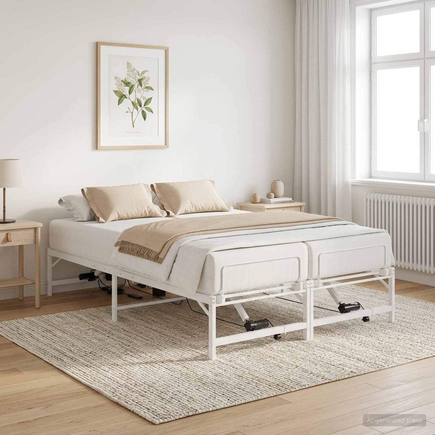 Elektrisch Verstelbaar Bedframe Wit 137 x 190 cm Staal